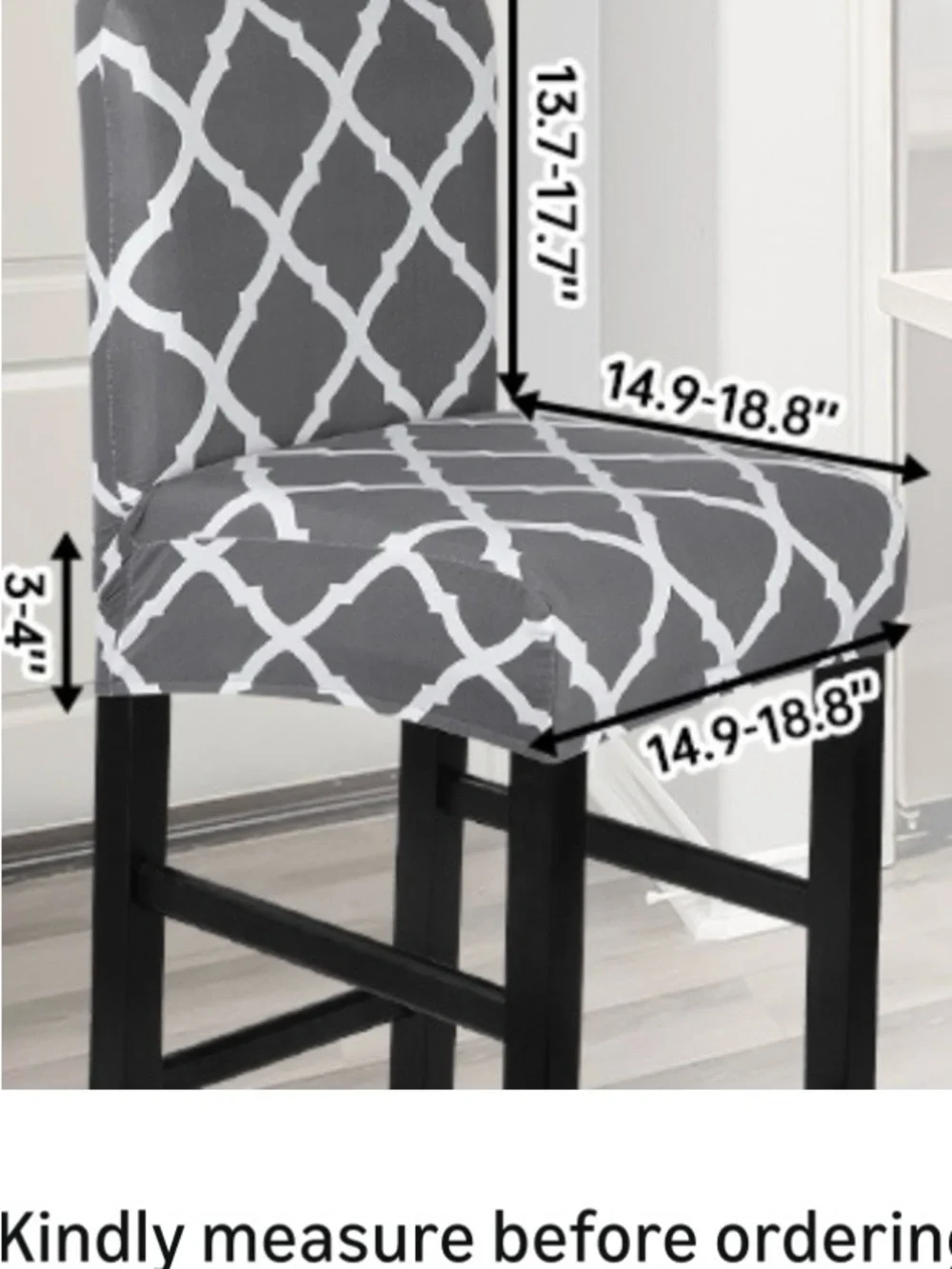 Geometric Black and White Stretch Chair Slipcovers - Set of 4